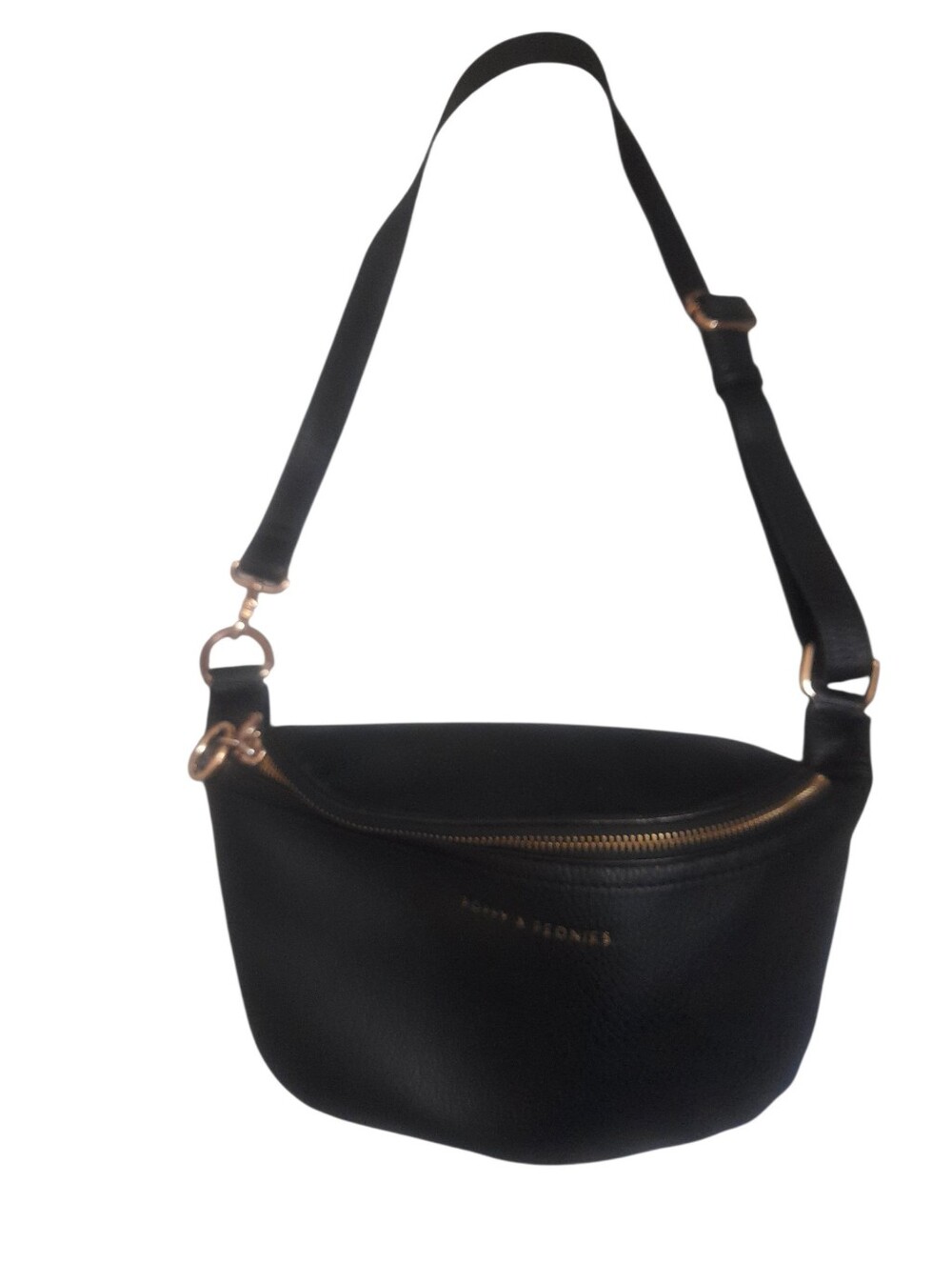 Poppy & Peonies Black Vegan Leather Crossbody Belt Bag